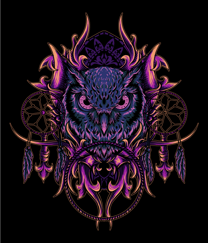 Aflombra vinílica animales arte de atrapasueños de búho - TenVinilo