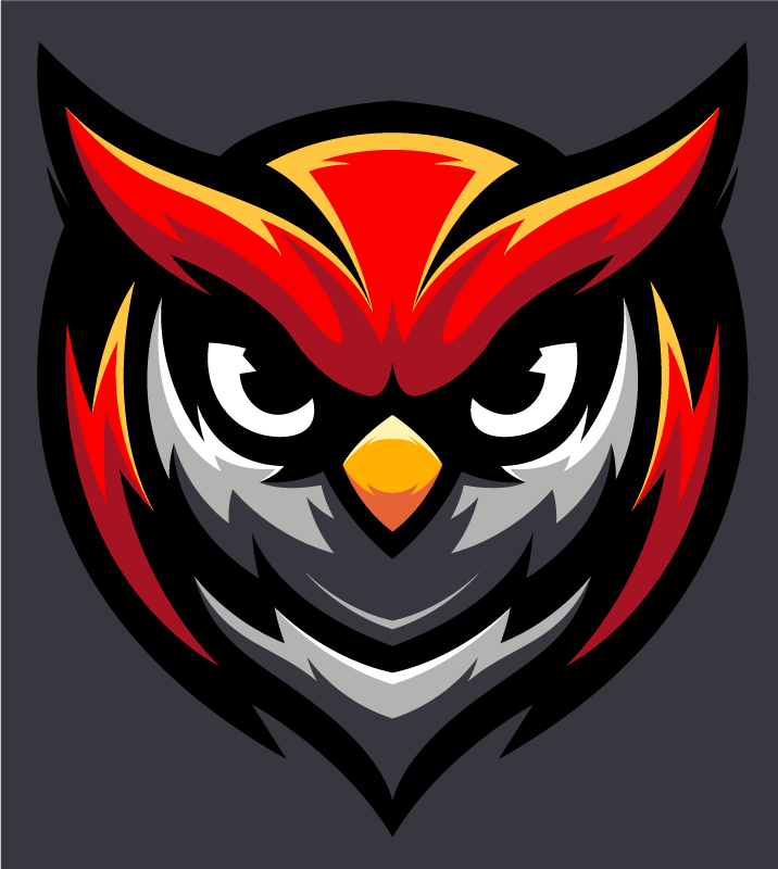 Alfombra vinílica dormitorio Búho mascota de juego rojo - TenVinilo