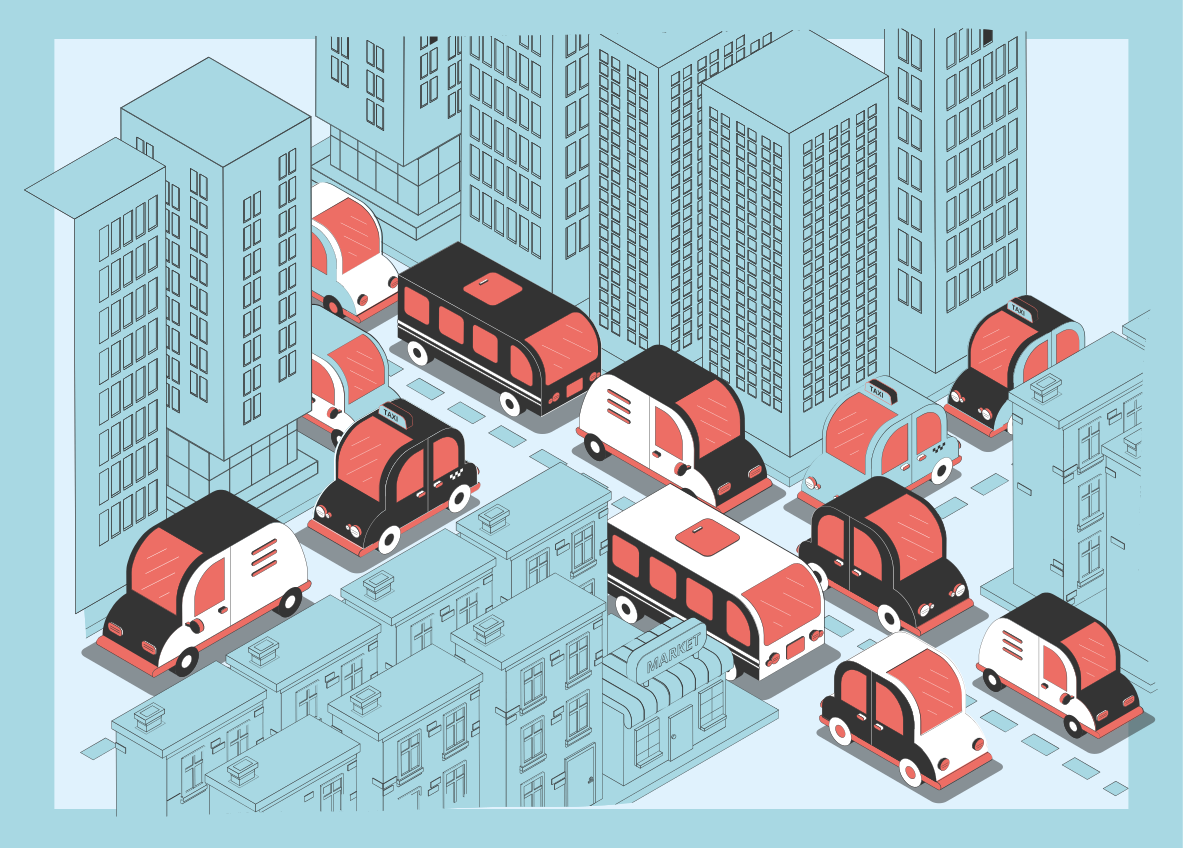 Alfombra vinílica carretera escena del tráfico de la ciudad - TenVinilo