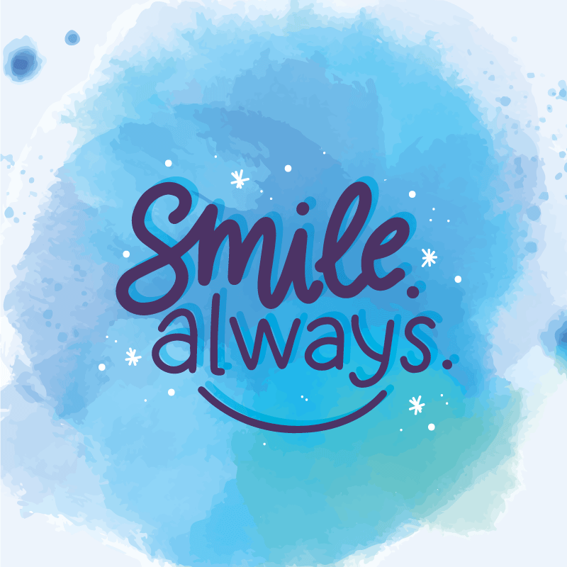 Alfombra vinilo cuadrada Sonríe siempre en acuarela - TenVinilo