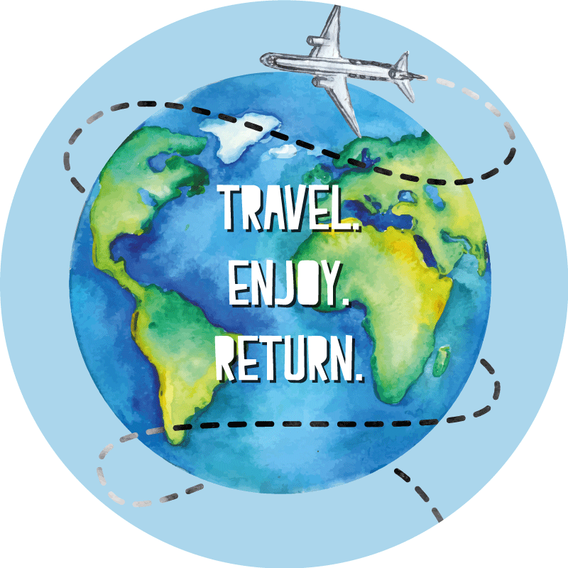 Alfombra vinilo redonda Fondo de viaje de acuarela con avión - TenVinilo