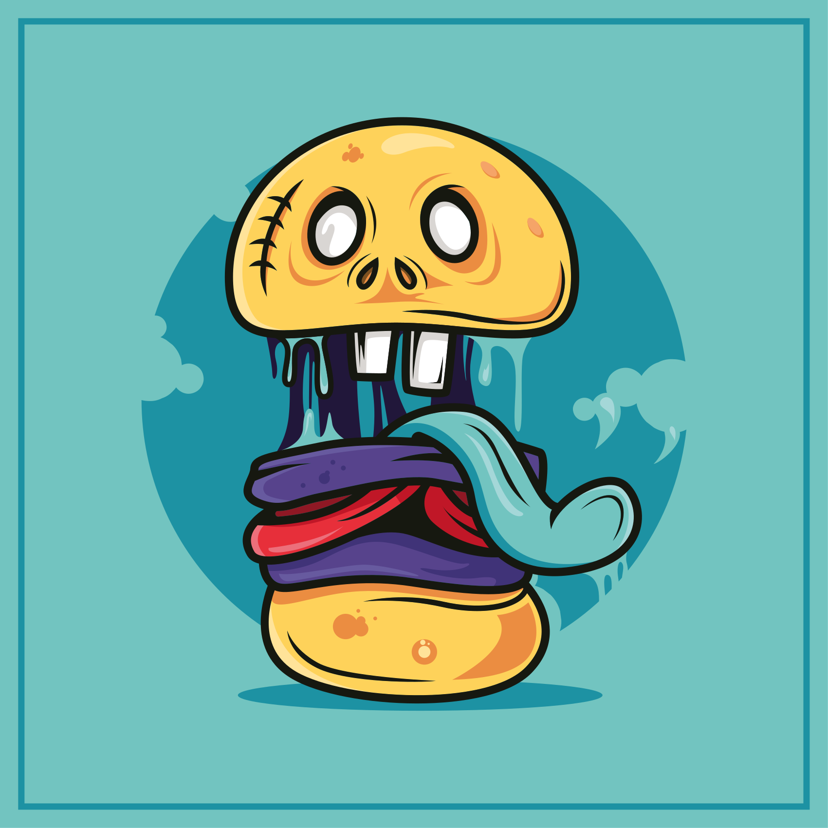 Alfombra vinílica juvenil personaje de calavera tonto - TenVinilo