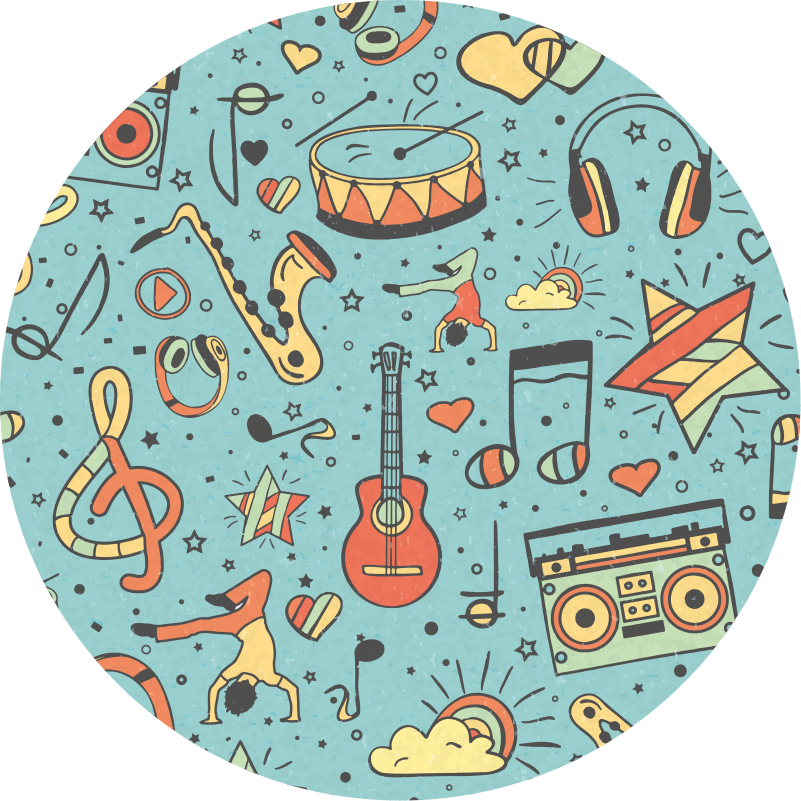 Alfombra vinílica infantil tema de notas musicales - TenVinilo