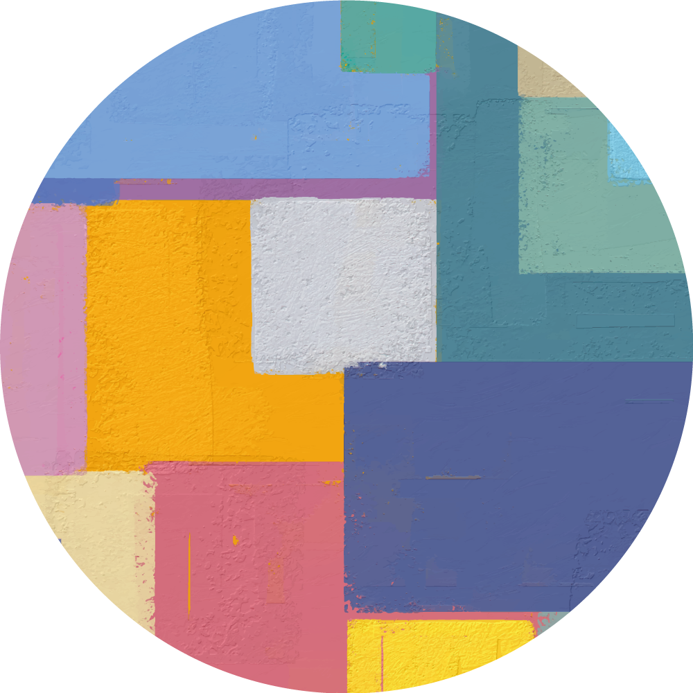 Alfombra vinilo redonda Pintura abstracta cuadrados de colores - TenVinilo