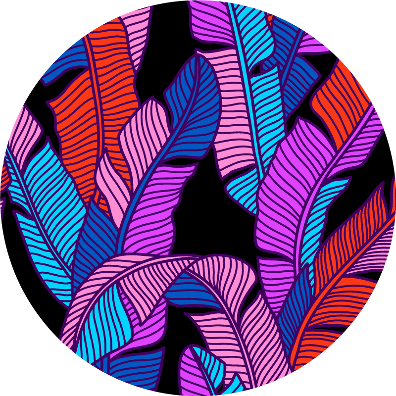 Alfombra vinilo redonda Patrón de plantas de colores modernos - TenVinilo