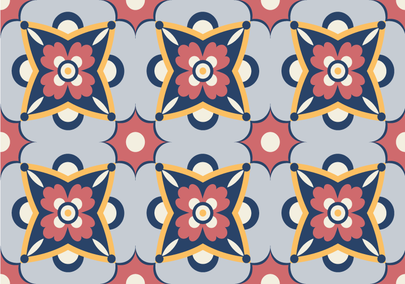 Alfombra vinílica mosaico composición botánica gris - TenVinilo