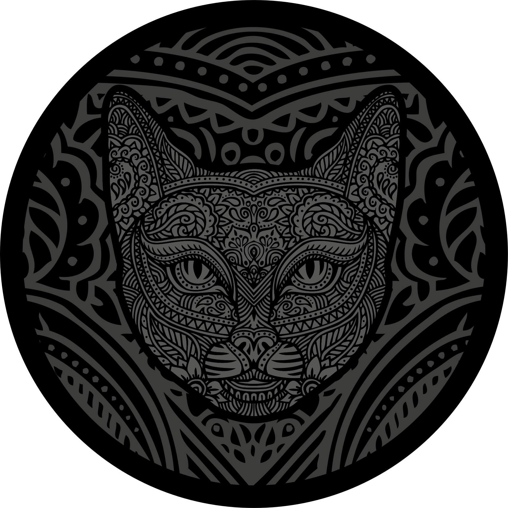 Alfombra vinílica mandala Hermoso gato mandala - TenVinilo