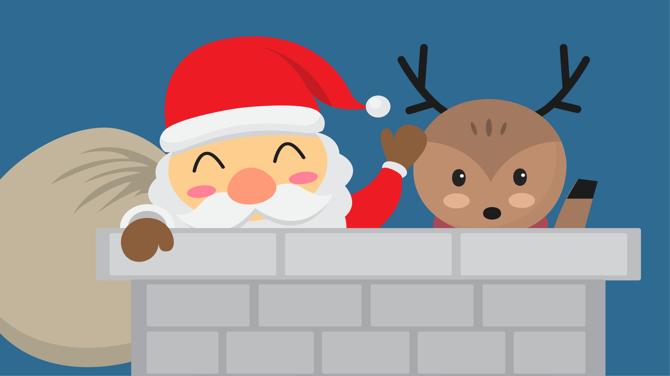 Alfombra vinílica navidad Mirando a santa y renos - TenVinilo