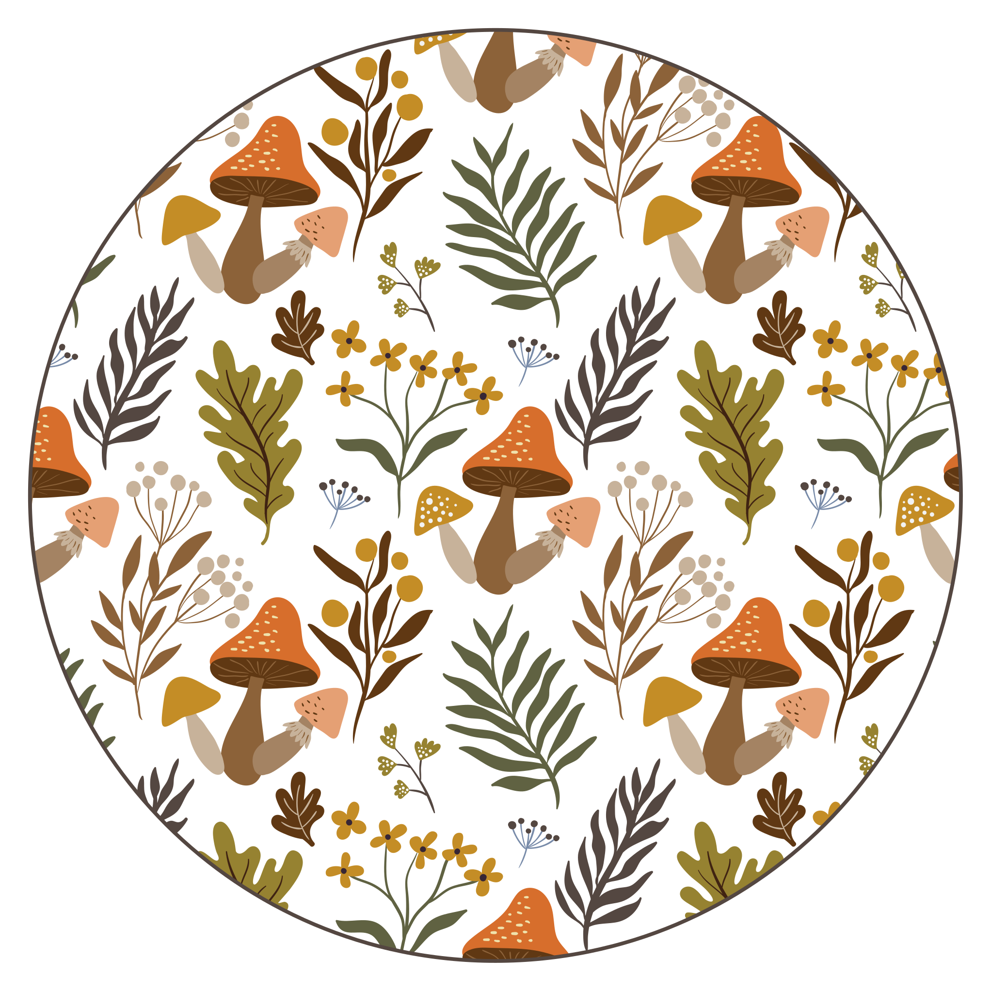 Alfombra vinílica flores delicioso motivo de hongo - TenVinilo