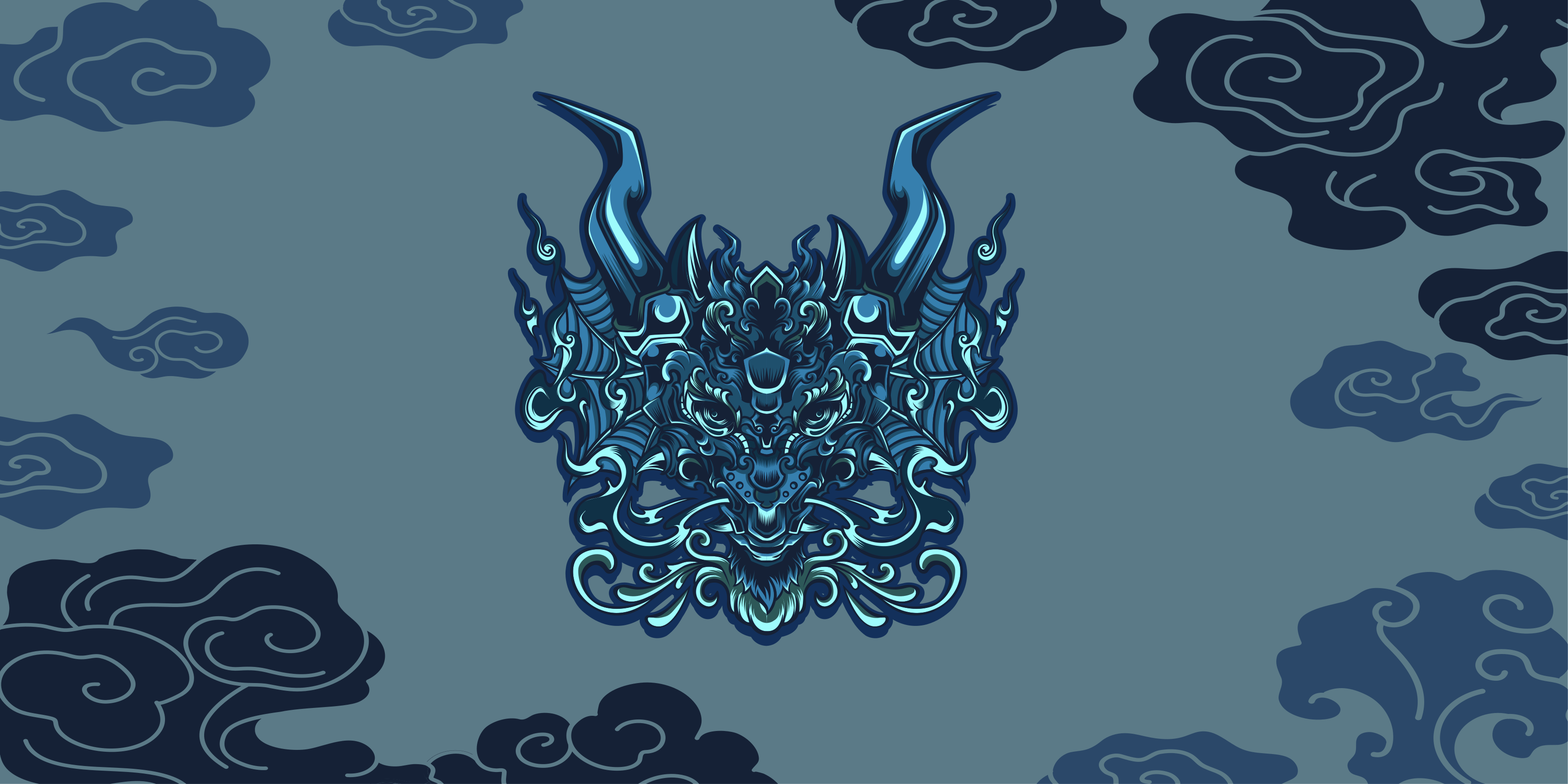 Alfombra vinílica étnica motivo de dragón gris - TenVinilo