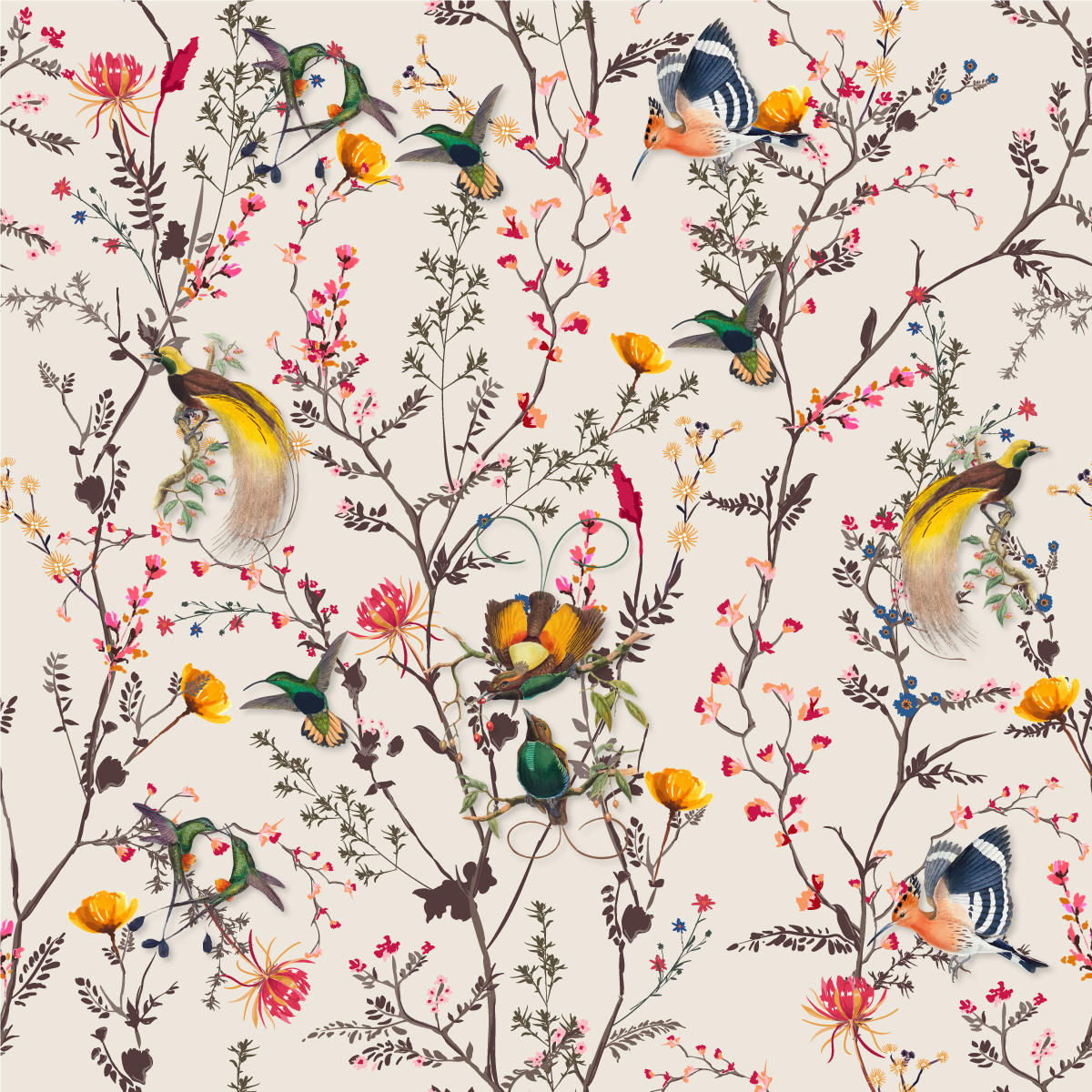 Alfombra vinílica vintage Diseño floral naturalista - TenVinilo