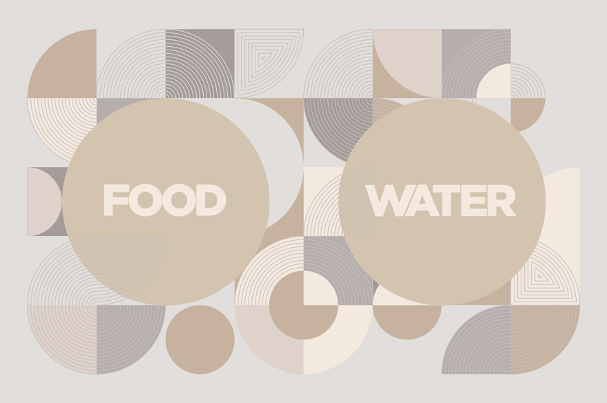 Alfombra vinílica gris cuencos water y food - TenVinilo