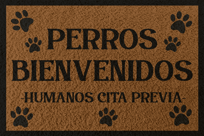 Alfombra vinílica con frase perros bienvenidos - TenVinilo