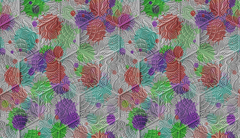 Alfombra vinilo salón azulejos manchados de GaudíAzulejos manchad - TenVinilo