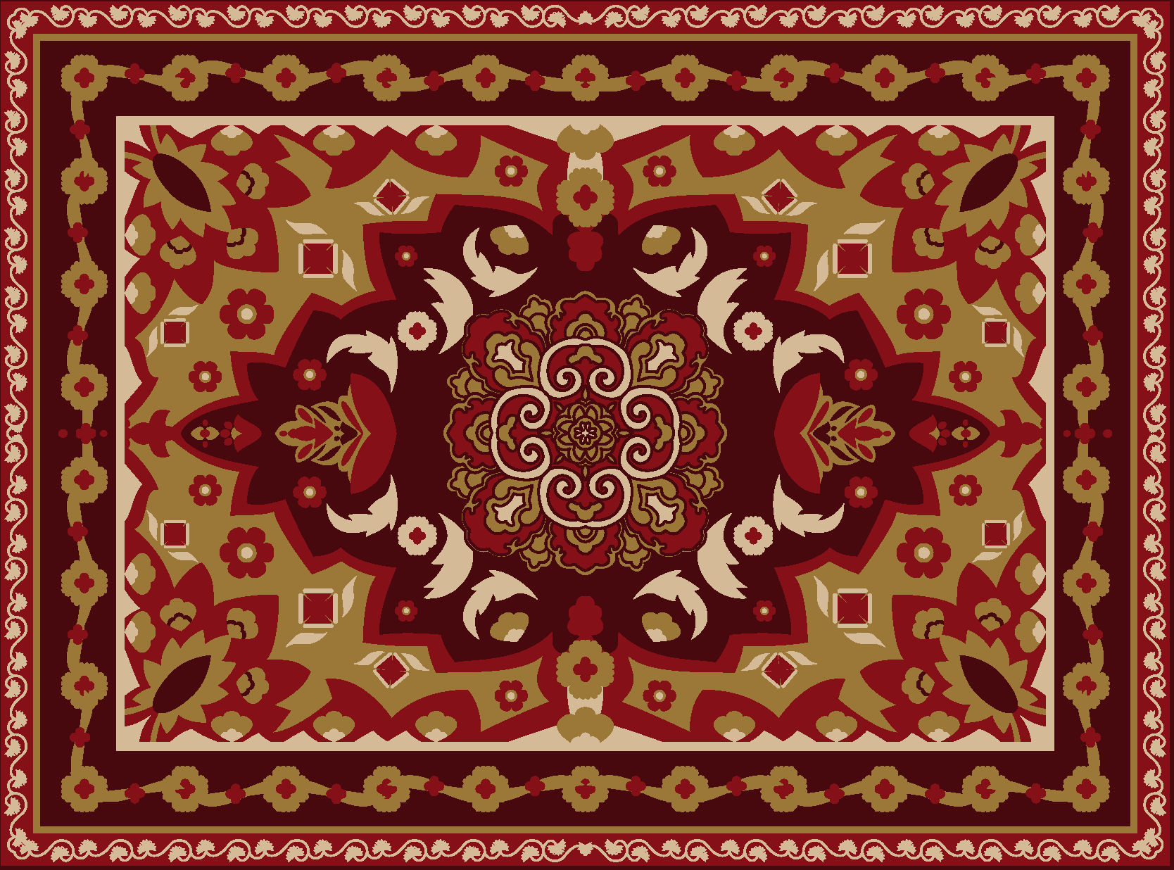 Alfombra vinílica comedor diseño floral geométrico vintage - TenVinilo