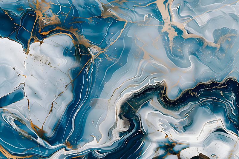 Alfombra vinílica imitación mármol azul marino y blanco - TenVinilo