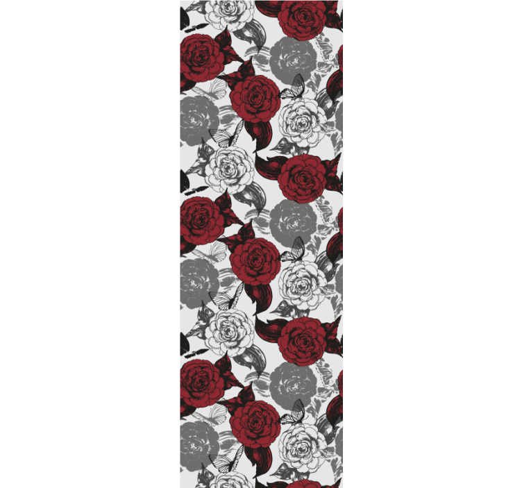 Papel tapiz flores arreglo floral rojo - TenVinilo