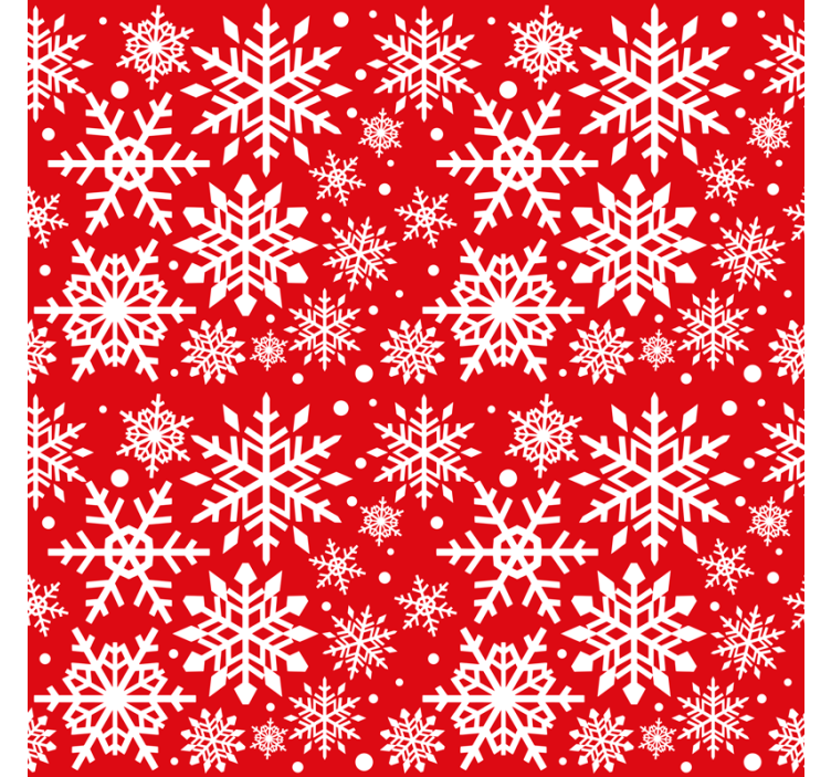 Papel tapiz navidad copos de nieve rojos - TenVinilo