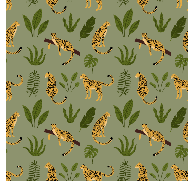 Papel tapiz para recámara diseño leopardo jungle floral - TenVinilo