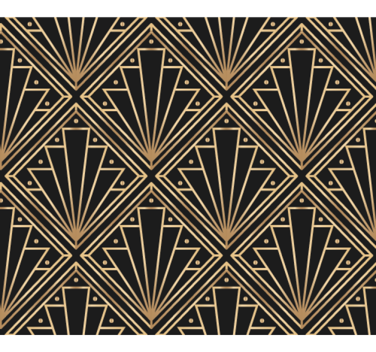 Papel tapiz textura patrón cuadrado dorado y negro - TenVinilo