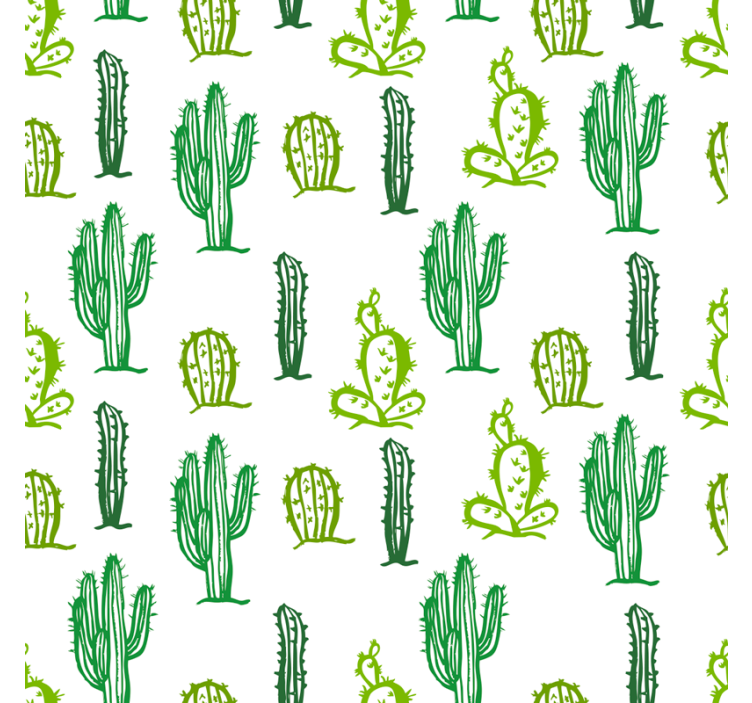 Papel tapiz para sala patrón de cactus verde - TenVinilo