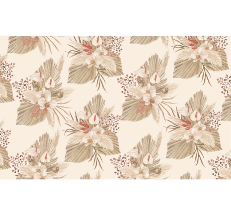 Papel tapiz para sala flores secas con pampas - TenVinilo