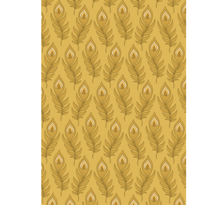 Papel tapiz animales pavo azul floral con flores doradas - TenVinilo