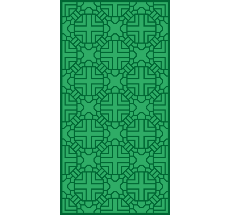 Papel tapiz pasillo patrón geométrico verde - TenVinilo