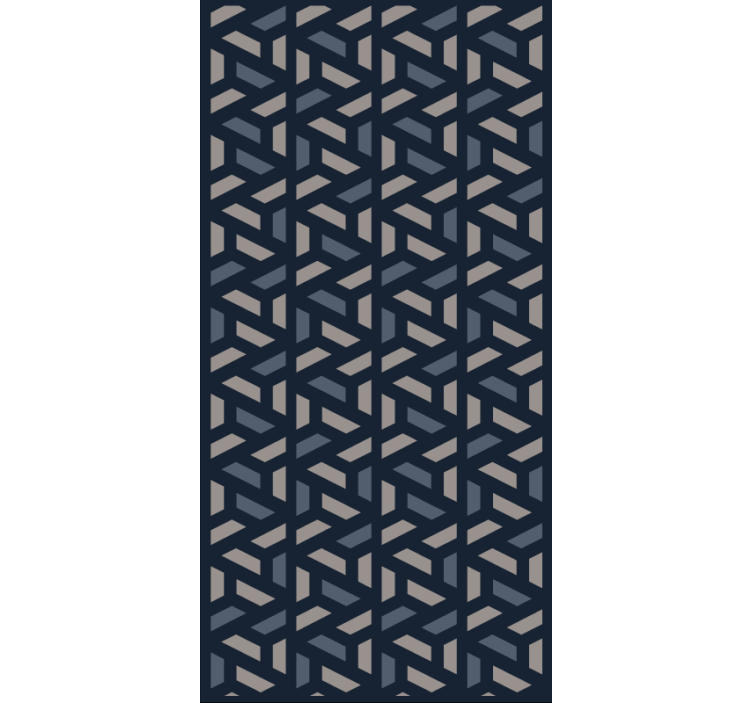 Papel tapiz pasillo patrón geométrico azul y gris - TenVinilo