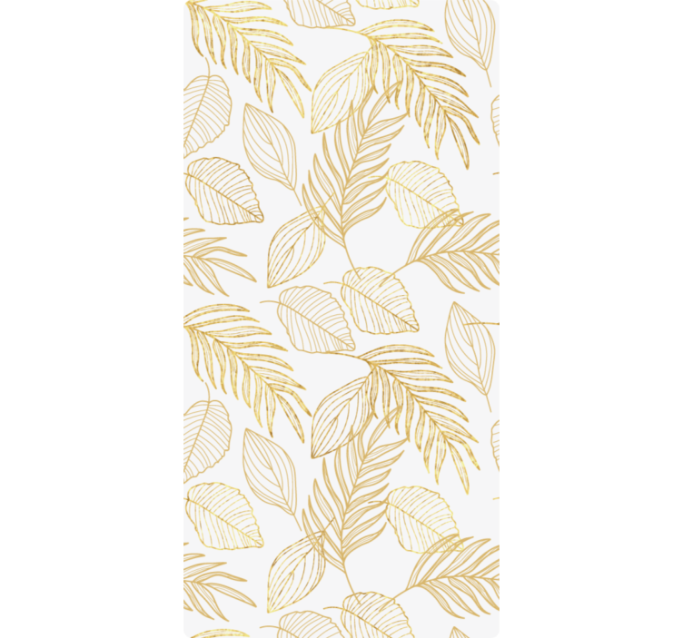 Papel tapiz naturaleza blanco con hojas doradas - TenVinilo