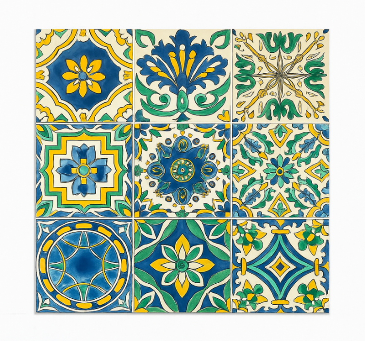 Papel tapiz azulejos estilo mediterráneo - TenVinilo