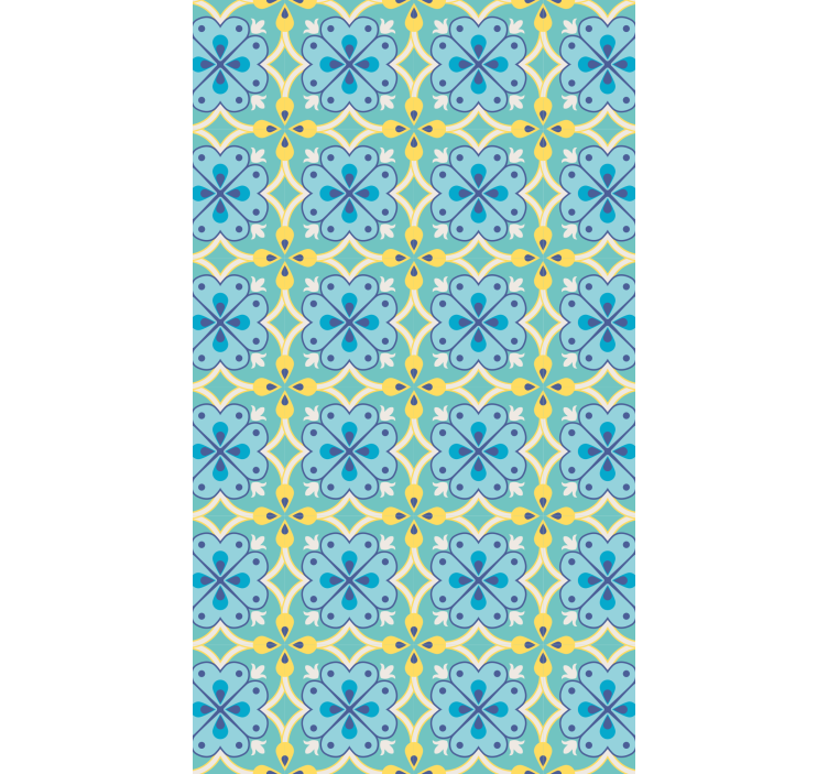 Papel tapiz azulejos elementos florecientes - TenVinilo