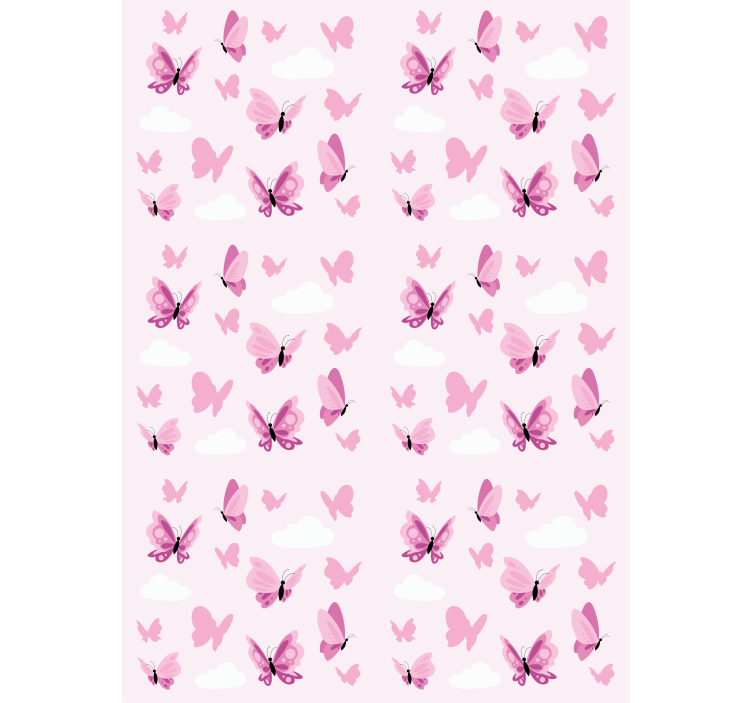 Papel tapiz mariposas en tonos rosa y nubes - TenVinilo