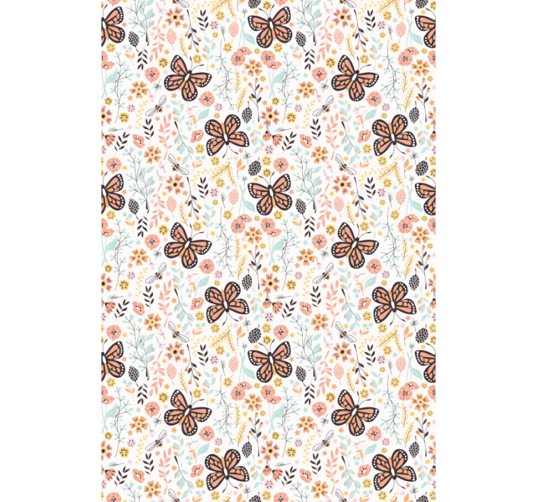 Papel tapiz pasillo jardín de mariposas - TenVinilo
