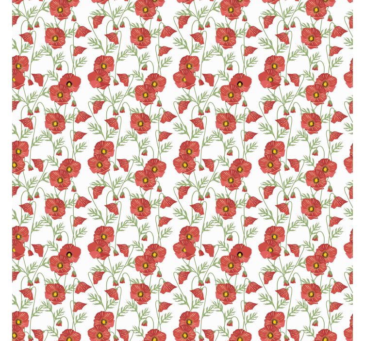 Papel tapiz pasillo patrón de amapolas rojas - TenVinilo