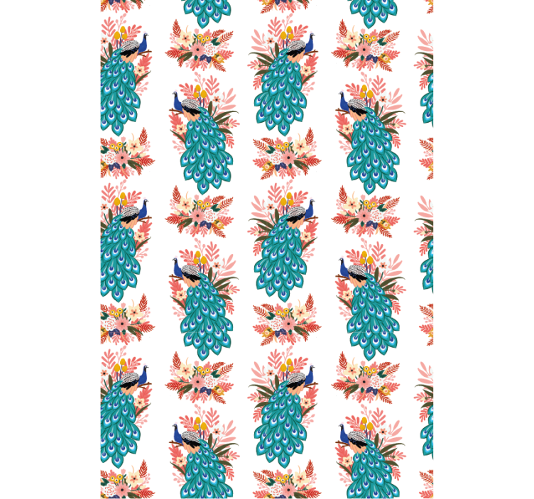 Papel tapiz pasillo pavos reales entre flores - TenVinilo