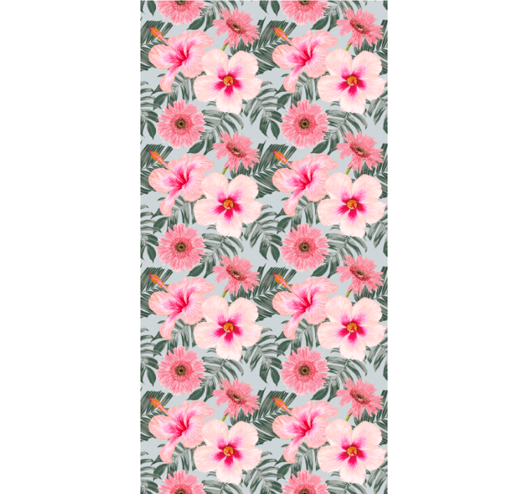Papel tapiz pasillo hibisco y flores - TenVinilo