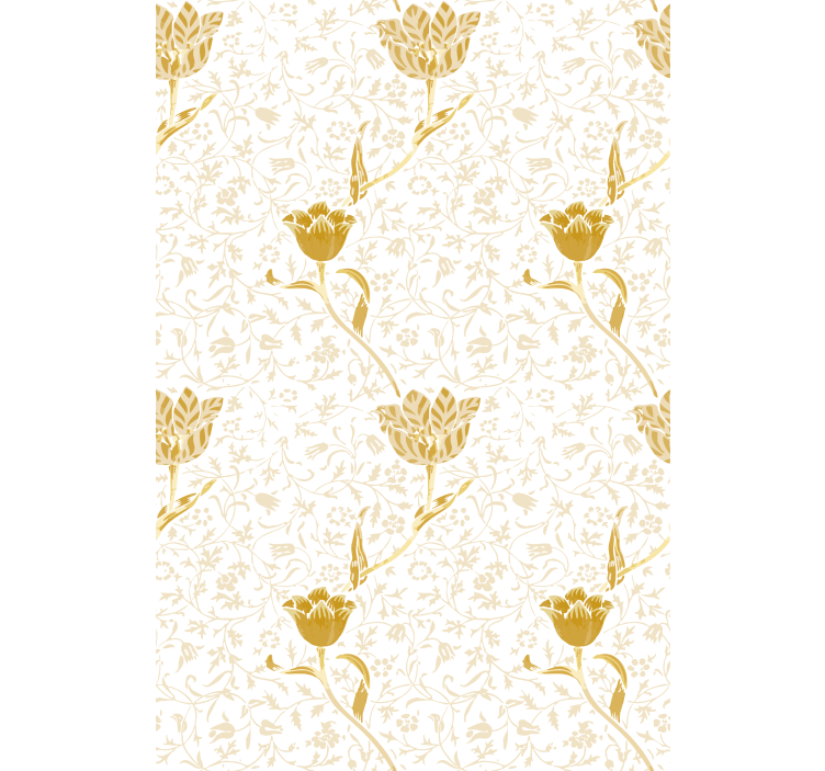 Papel tapiz pasillo patrón elegante dorado - TenVinilo