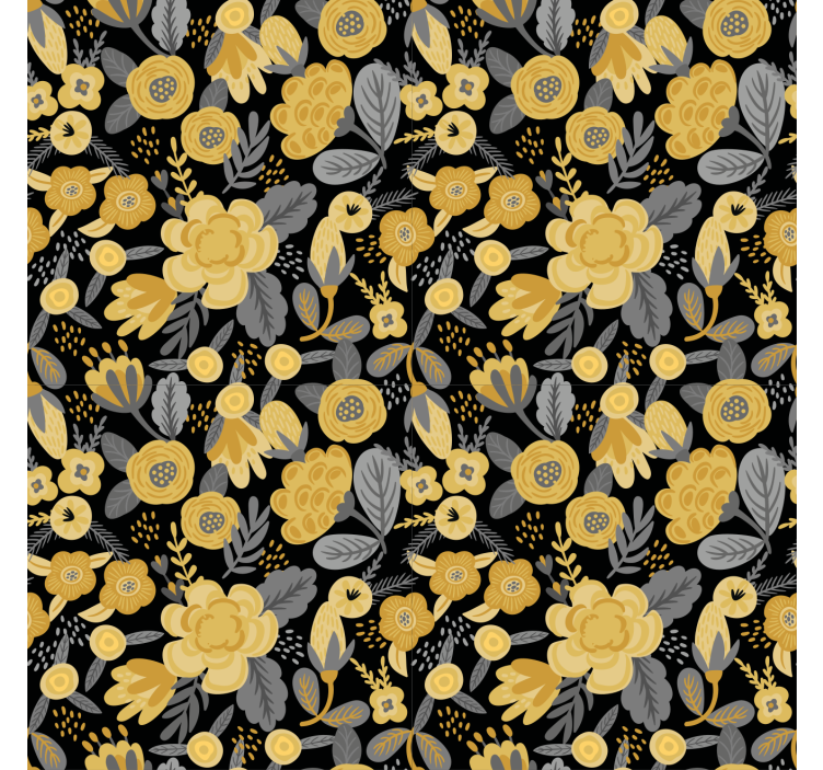 Papel tapiz pasillo patrón botánico amarillo - TenVinilo