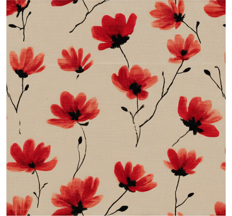 Papel tapiz pasillo acuarela de amapolas rojas - TenVinilo