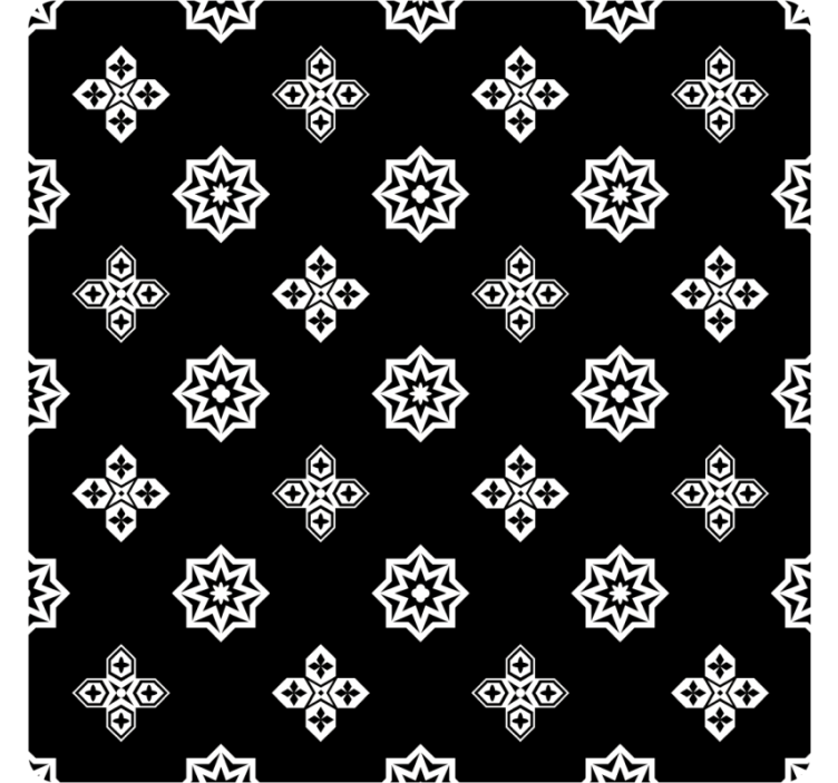 Papel tapiz azulejos patrón vintage blanco y negro - TenVinilo