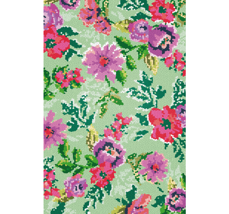 Papel tapiz flores patrón floral mosaico - TenVinilo