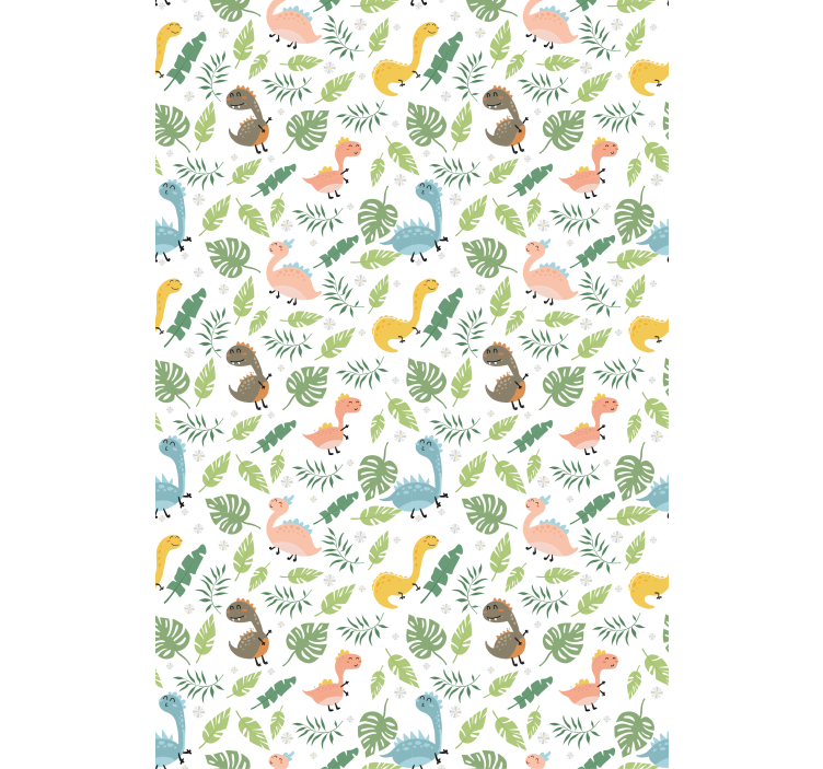 Papel tapiz dinosaurios pastel color bosque con patrones - TenVinilo
