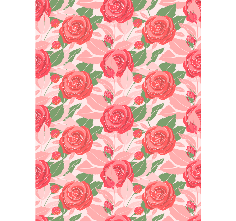 Papel tapiz oficina rosas sobre fondo rosa - TenVinilo