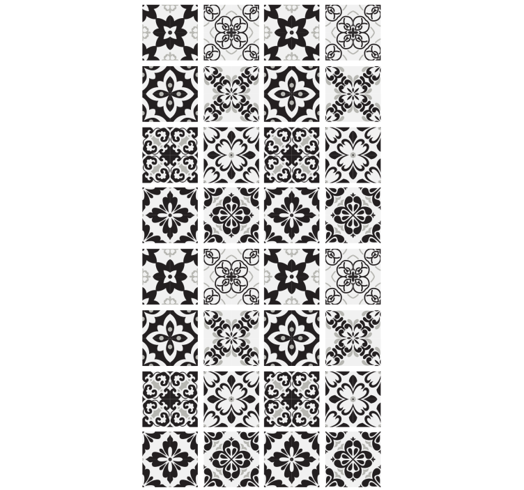 Papel tapiz cocina baldosas en blanco y negro - TenVinilo