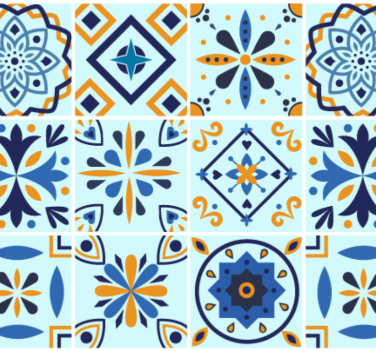 Papel tapiz cocina diseño de azulejos tradicional - TenVinilo