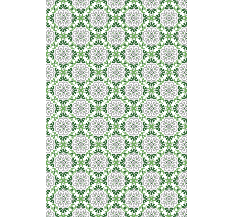 Papel tapiz cocina mosaico floral verde - TenVinilo