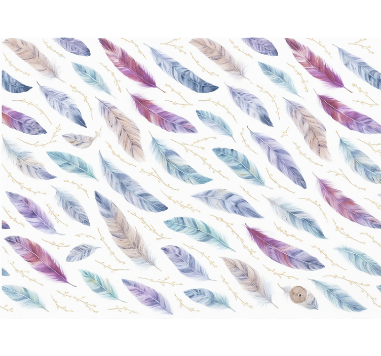 Papel tapiz infantil patrón de plumas coloridas - TenVinilo