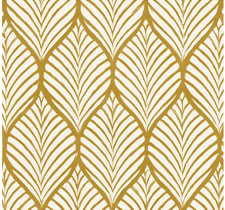 Papel tapiz moderno motivo geométrico de hojas doradas - TenVinilo