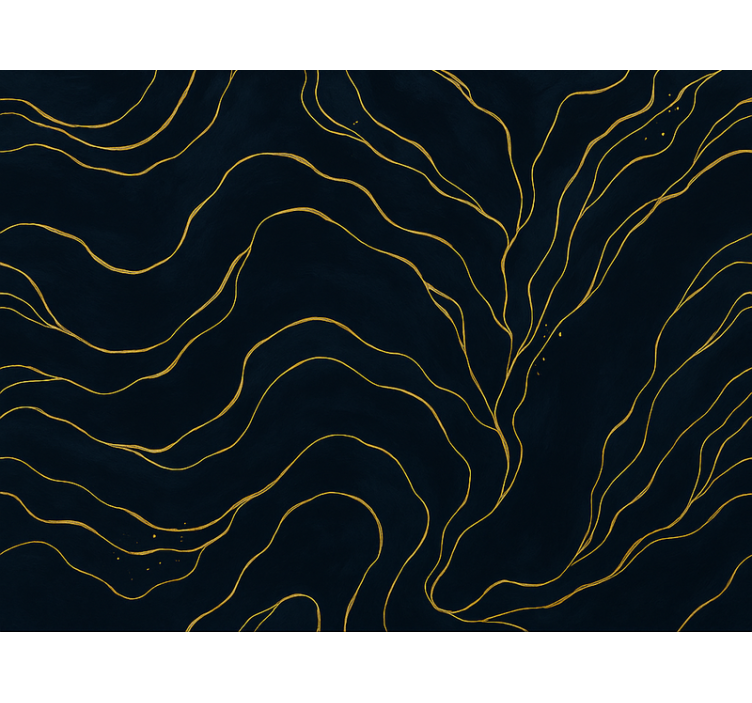 Papel tapiz recámara matrimonial mármol azul oscuro y dorado - TenVinilo